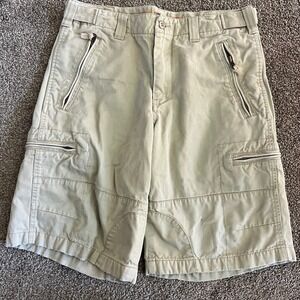 Express Mens Cargo Shorts Vintage Twill Lightweight Utility Khaki Sz‎ 30/31 0574